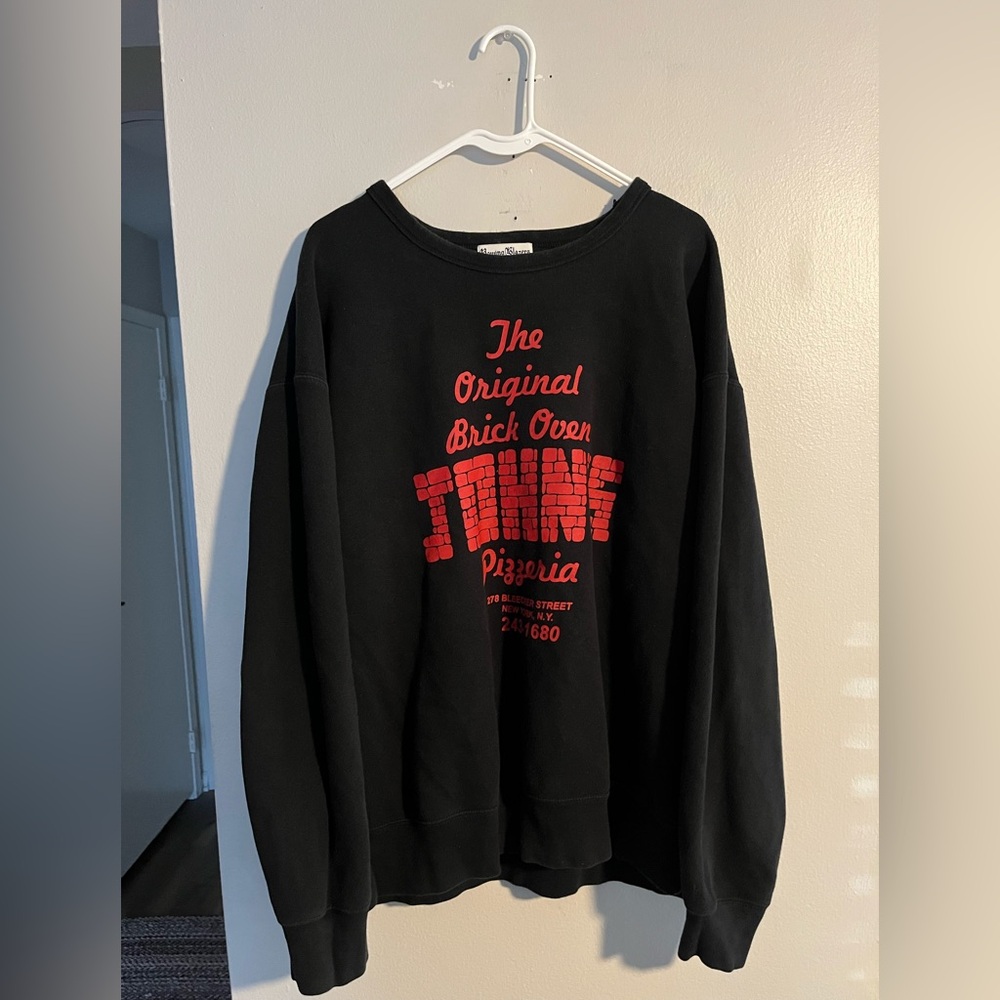 Rowing Blazers Black Crewneck with John’s Pizza Design
